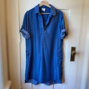 Andrea Jovine Short-sleeve Polkadot Denim Dress